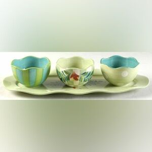 Southern Living‎ at Home Green Gail Pittman Provence Tidbit Tray & Bowls